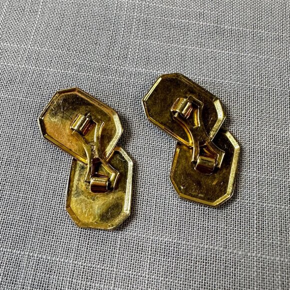 Vintage 10K Art Deco Two Tone Gold Cufflinks - Picture 7 of 10